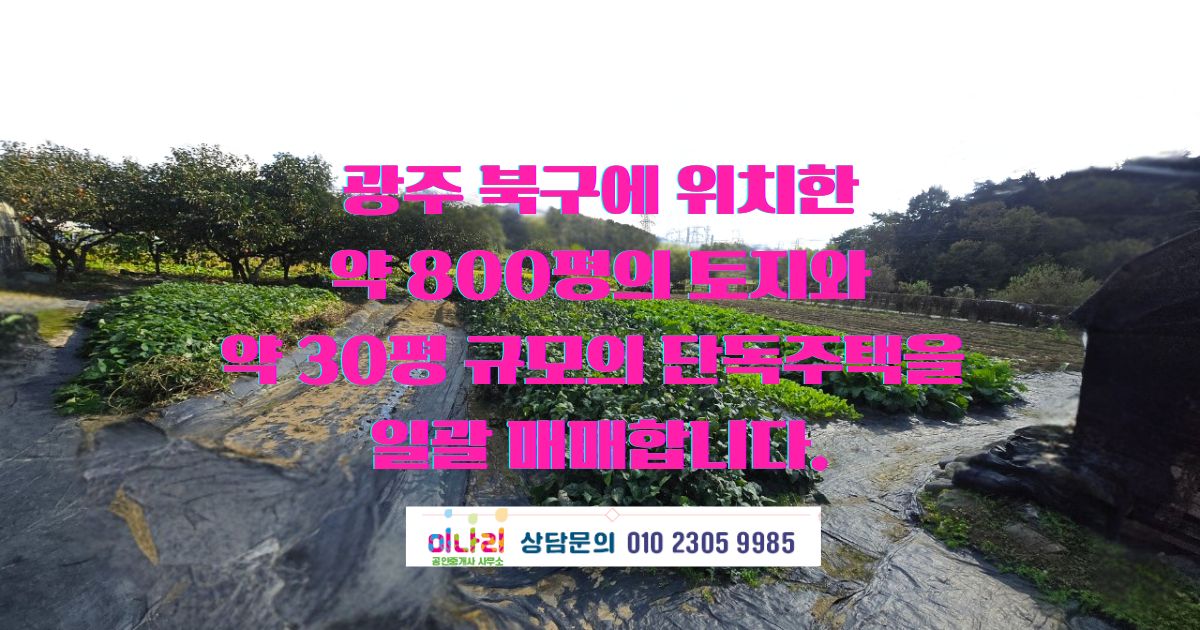 ✅ 북구 장등로 일괄매매 약800평 (토지 + 단독주택)